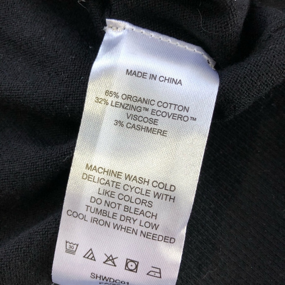 Quince lightweight cotton cashmere women v neck sweater S black basic minimalist - Picture 6 of 11